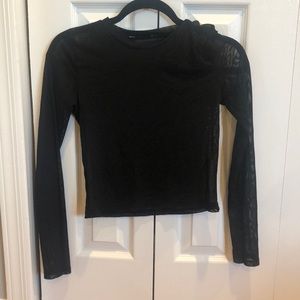 Charlotte Russe Black mesh cropped shirt (size S)